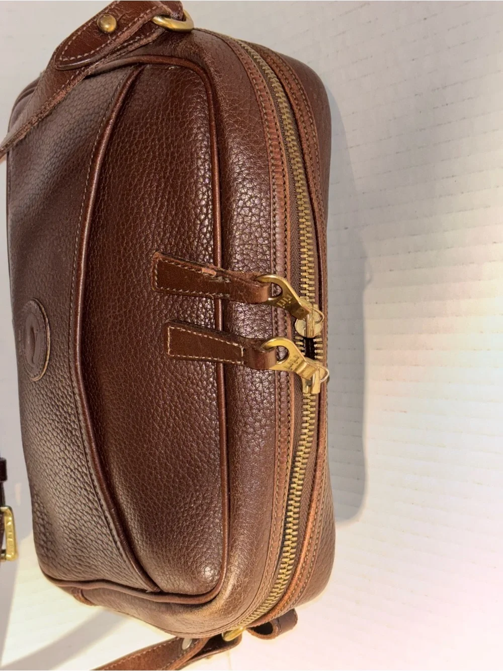 Dooney & Bourke Brown Pebbled Leather Messenger Crossbody